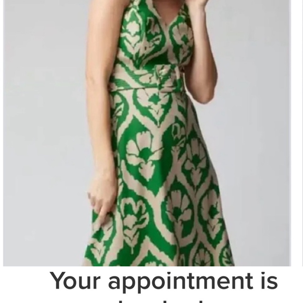 LOFT Green and Cream Halter A-Line Sundress